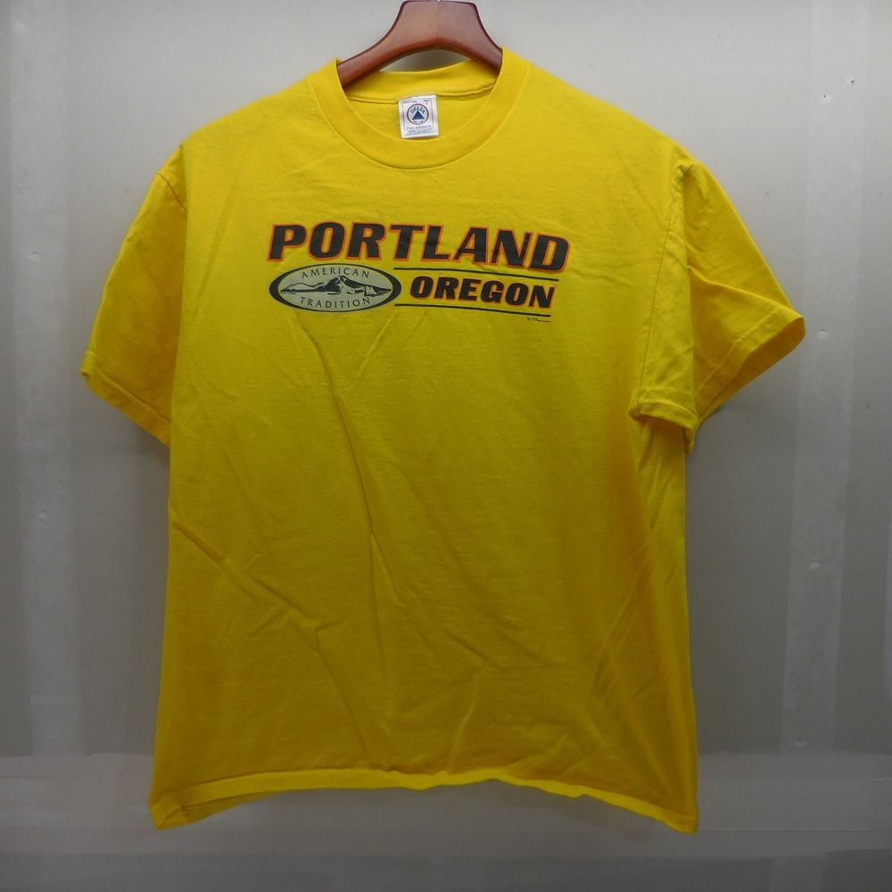 Vintage Delta Pro Weight Portland Oregon T-Shirt Yellow Large Graphic Tee